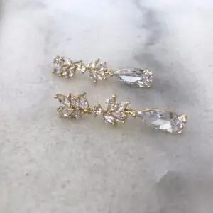 Aros Flor Cristal Gold con Circón