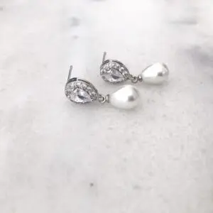 Aros Perla Silver con Circón