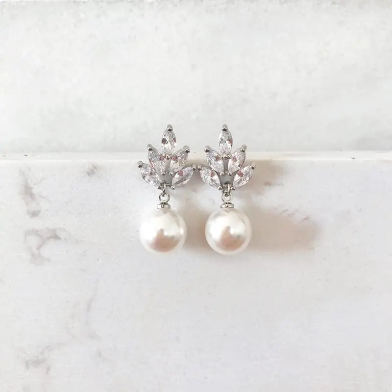 Aros perlas de cristal silver - Imagen 3